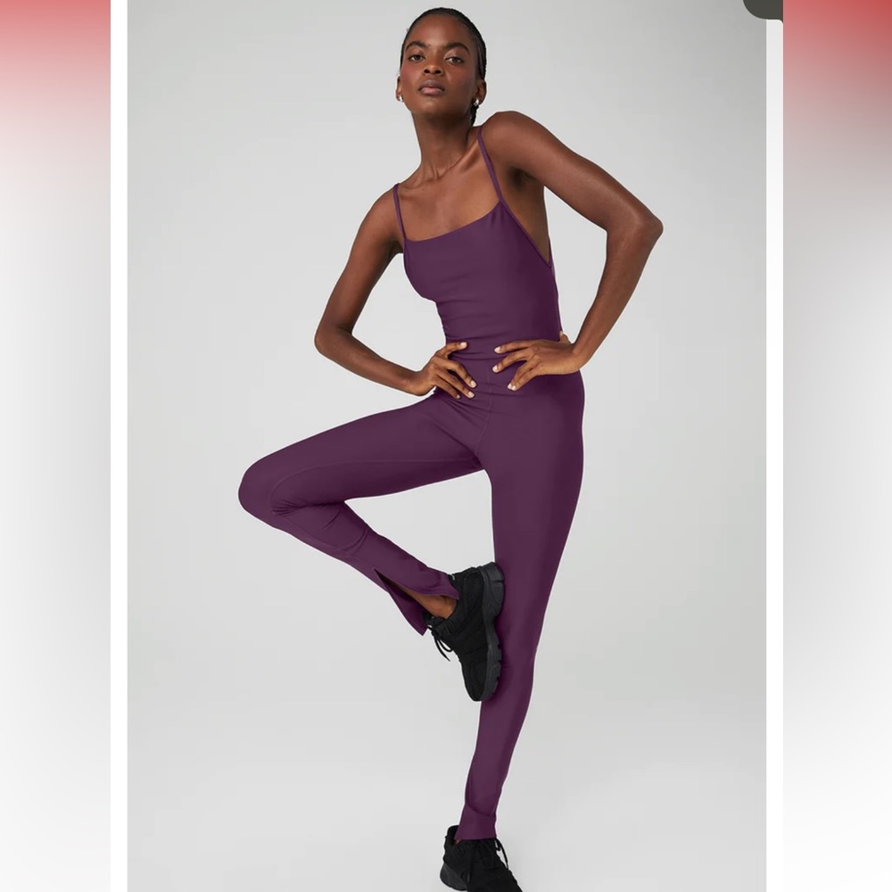Alo Yoga Airlift Disco Daze Onesie in Dark Plum